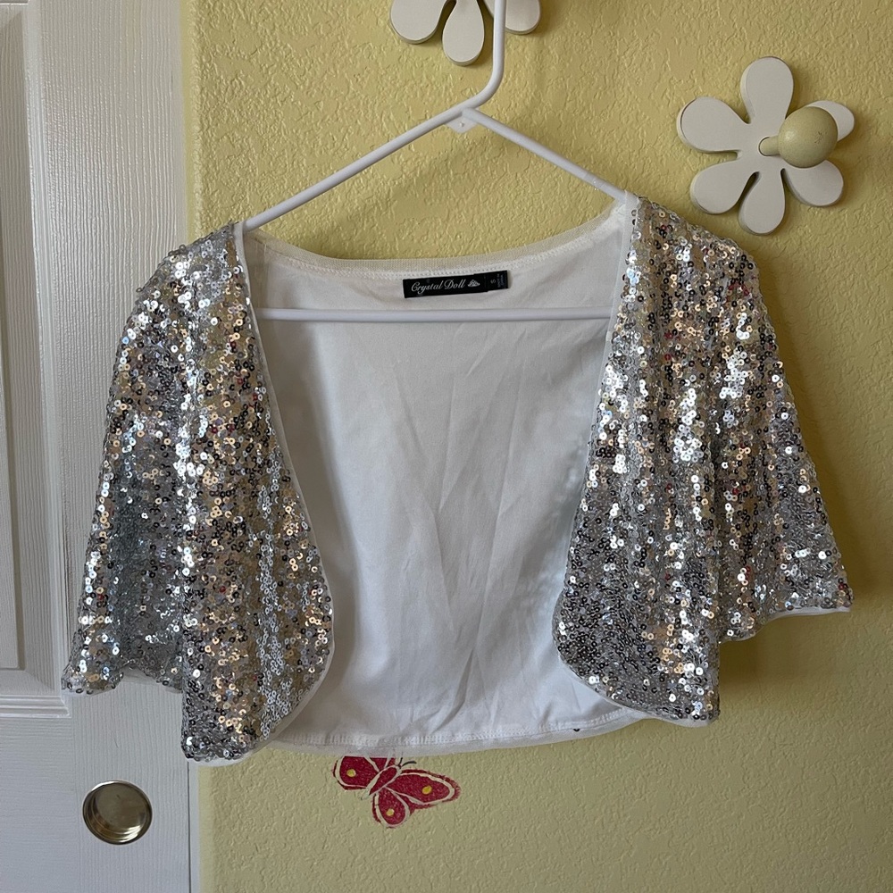Crystal Doll Silver Sequin Jacket - image 1